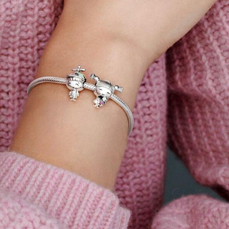 925 Sterling Silver Little Girl & Boy Charm Bead Fit Original Bracelet Bangle For Women Jewelry Gift Sterling Silver Child Charm Birthday for Charm Bracelet