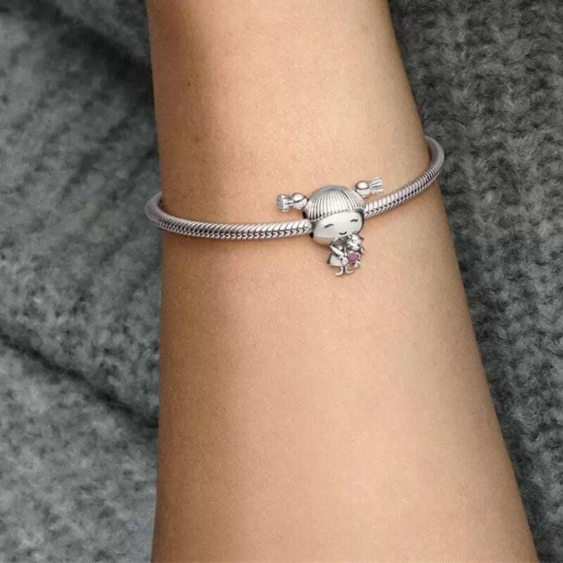 925 Sterling Silver Little Girl & Boy Charm Bead Fit Original Bracelet Bangle For Women Jewelry Gift Sterling Silver Child Charm Birthday for Charm Bracelet