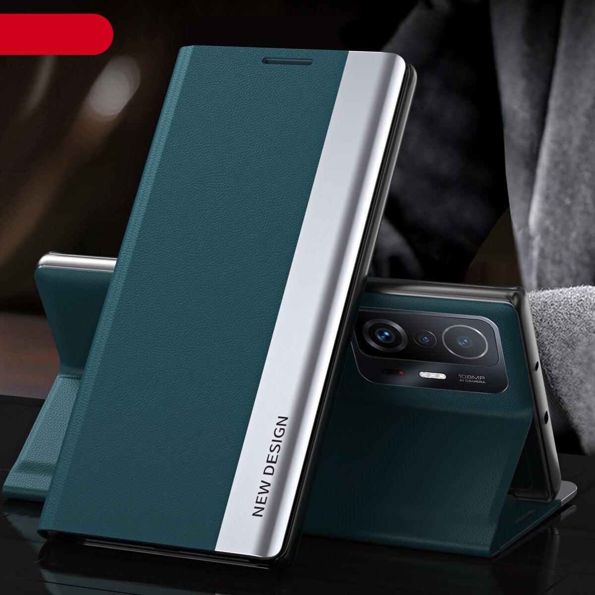 9D Plating Leather Flip Case For Xiaomi Redmi Note 10 10S 11S 11 Pro +Plus 5G 9 9S 8 2021 8T Cover Redmi 10A 10C 9A 9C NFC 9T A1 Leather Fashion Slim Magnetic with Business Smart Window Phone Cover for Xiaomi