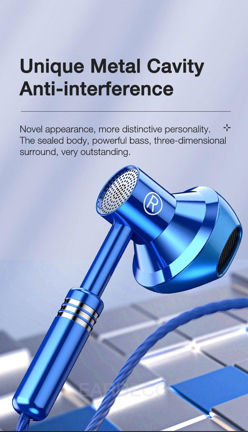 9D Stereo Earphones Mic Headphone Headset In-ear Wired Headphones Bass Wire Earphone Earbud Phone Headset With Microphone Wired Earbuds Noise Isolating in-Ear Headphones Earphones with Mic Volume Control Plug for Sports Workout Compatible