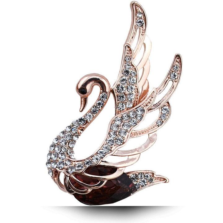 Luxury Rhinestone Crystal Swan Brooches Women Elegant Animal Pins Brooch For Women Fashion Rose Gold Swan Rhinestone Classy Brooch Crystal Jewelry Gifts For Wife Girls Modern Jewelry