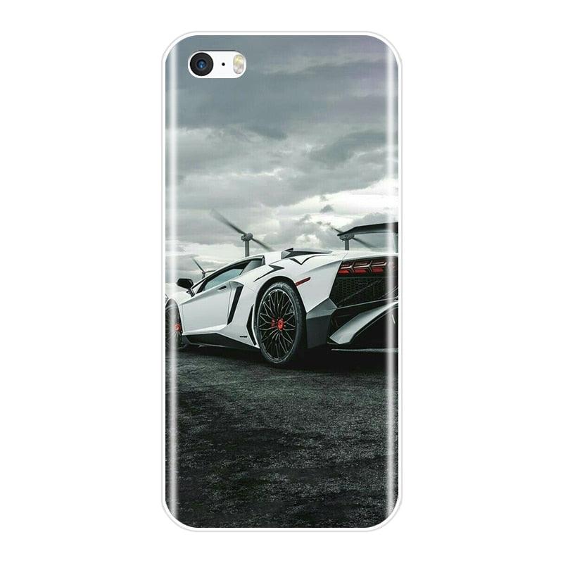 Cute Clear Flexible Silicone Auto  Boys Design Back Cover For iPhone 5 S 5C 5S SE Car Sports Car Cool Men Fashion Silicone Soft Phone Case For iPhone 4 S 4S Case