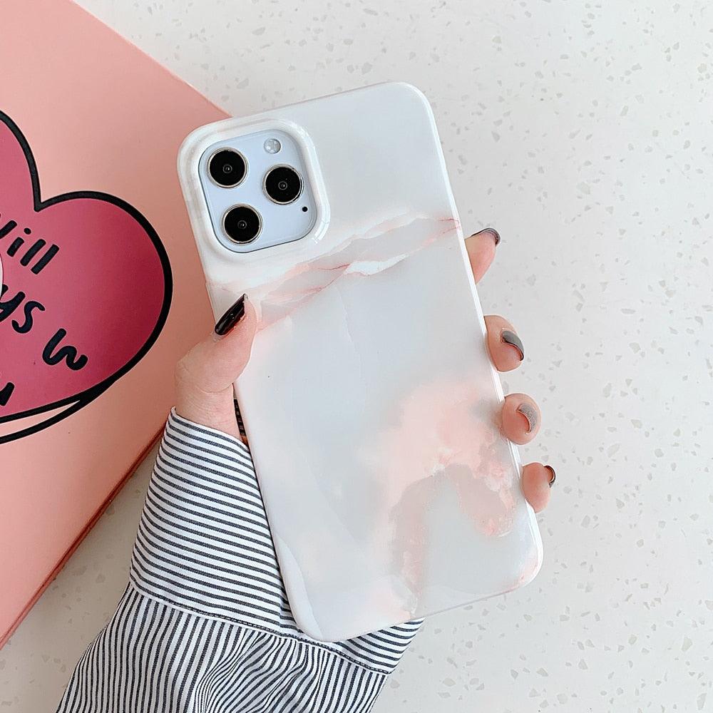 Vintage Marble Phone Case For iPhone 13 Pro Max 11 12 Pro Max Soft Back Cover Lightweight and Stylish Full Body Slim Shockproof Protective Cover for Women Girls