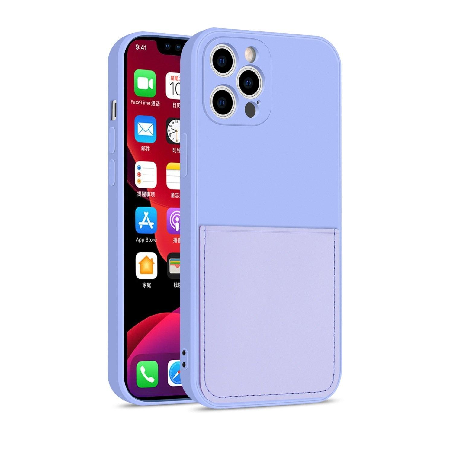 Simple Wallet Case For iphone Silicone Case For iphone 13 12 11 Pro Max Mini With Card Holder Cover Classic Silicone Full Protection Anti-Scratch Shockproof Case