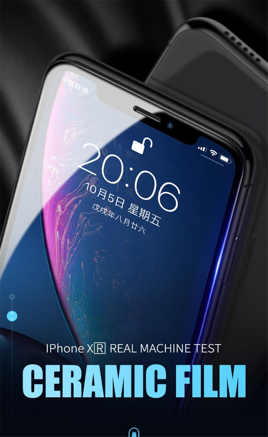 3Pcs Ceramic Protective Glass For iPhone 14 13 12 11 Pro XR XS Max X 8 7 6 Plus Soft Glass Screen Protector For SE2022 PMMA Film 9H-Hardness, Anti-Scratch No Bubbles Screen Protector