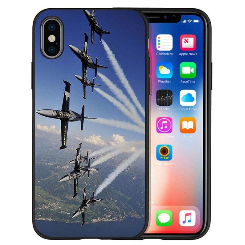 Aircraft Airplane Cockpit Black Silicone Phone Case For Iphone 12 Xr Xs Max 5 5s Se 2020 6 6s Plus 7 8 X 11pro Max 11 Cover Back Case Mobile Cover