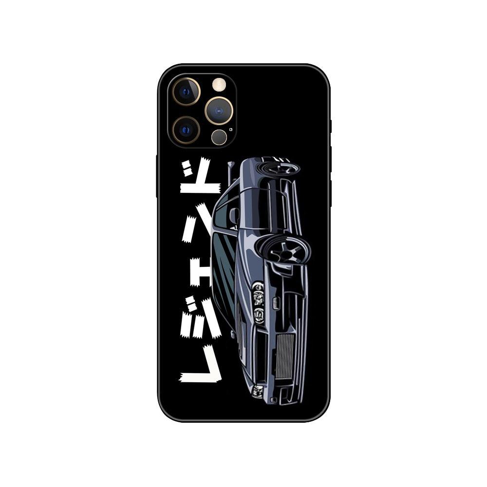 Black Phone Case Mask  for iphone 5 5s se 2020 6 6s 7 8 plus x 10 XR XS 11 12 mini pro MAX back cover Tokyo Drift Sports Car Transparent Phone Case Silicone Back Cover For iPhone