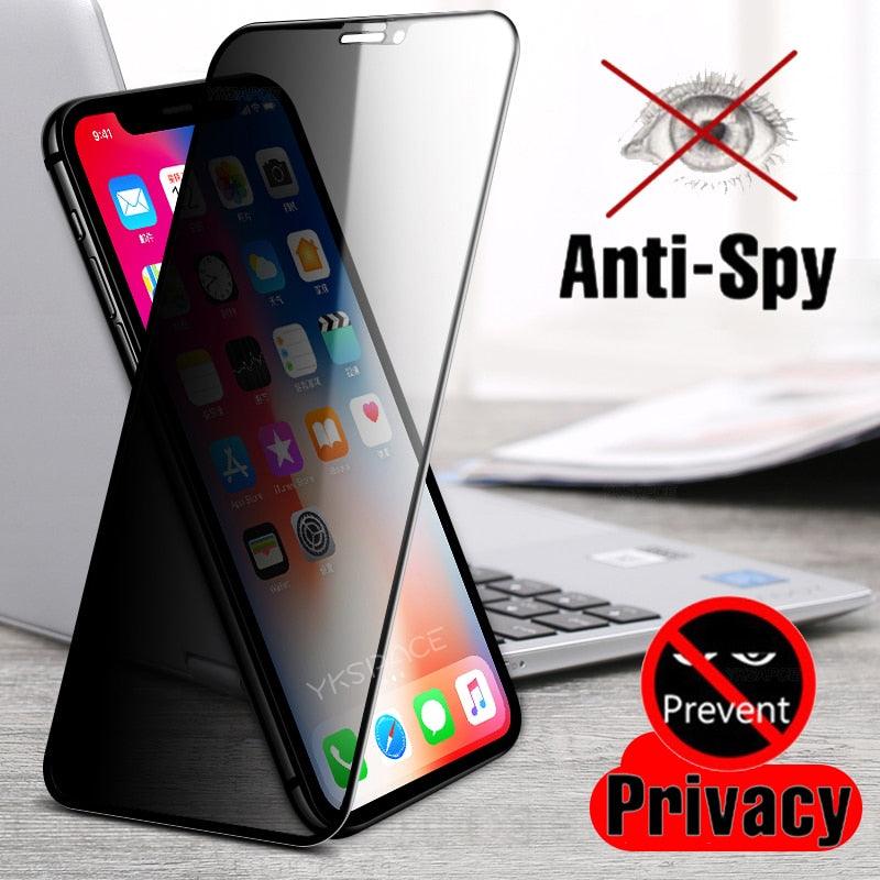 3Pcs Best Privacy 9H Tempered Glass For iPhone 11 12 13 14 Pro Mini XS MAX X XR 6S 7 8 Plus SE Anti Spy Peep Screen Protector Anti-Spy Anti-Peeping Tempered Glass Screen Film for iPhone