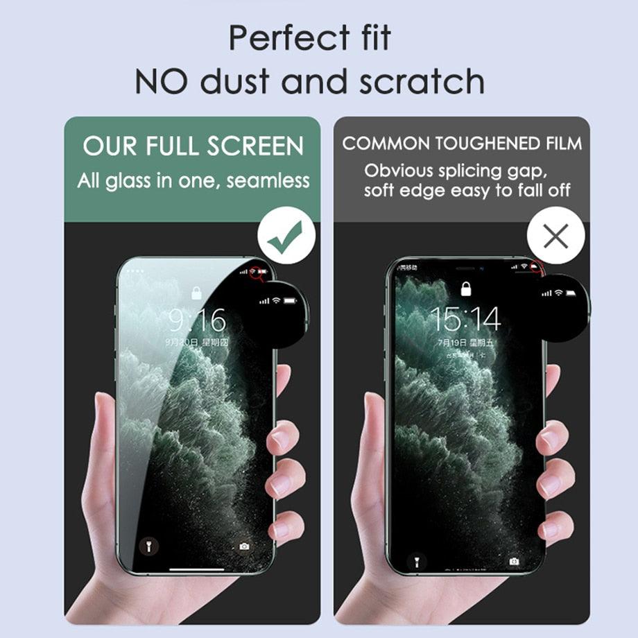 60D 4PCS Full Cover Protective Glass on For iphone 12 X XS XR Tempered Glass Iphone 13 11 Pro Max Protection Screen Protector 3X Stronger Screen Protector for iPhone