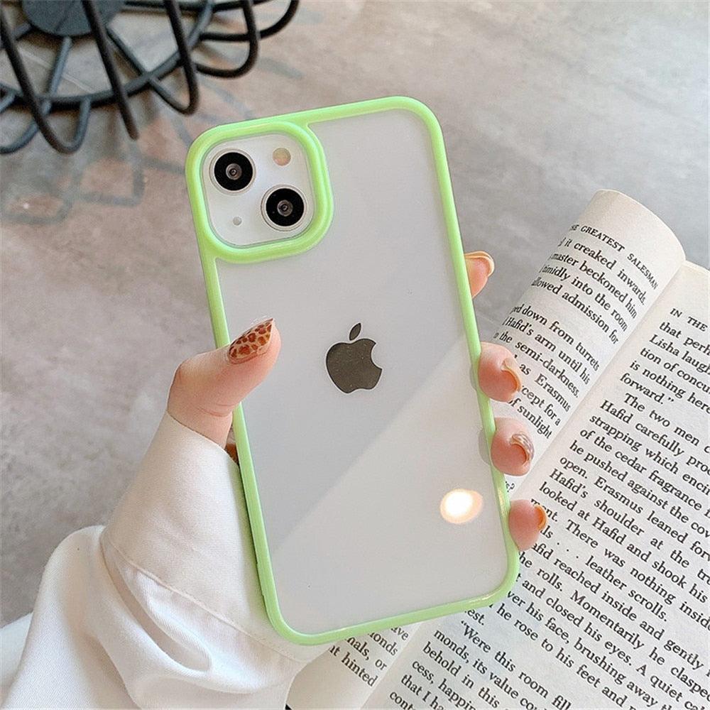 Unisex Cute Shockproof Silicone Bumper Phone Case For iPhone 14 11 12 13 Pro Max Colorful Transparent Protection Back Cover Silicone Protective Cover For iPhone