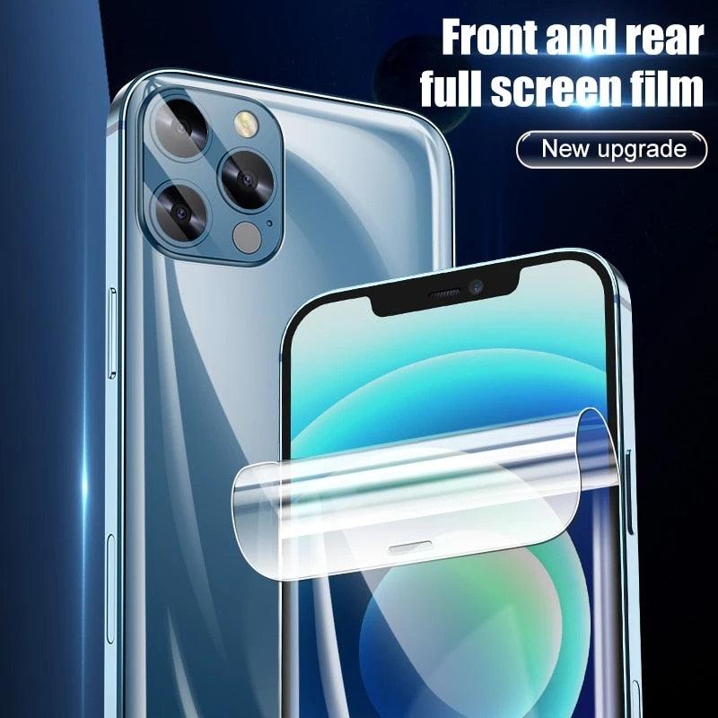 Full Cover Hydrogel Film For iPhone 13 7 8 Plus 6 6s Screen Protector 11 12 13 Pro mini XR X XS Max SE 2020 Back Film Not Glass Full Cover Screen Protector for iPhone