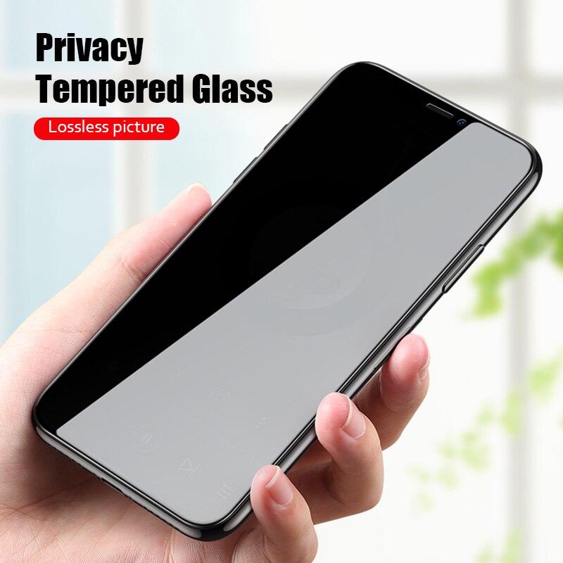 Full Cover Privacy Glass For iPhone 12 13 Pro X XR XS Max Anti Spy Screen Protector For iPhone 11 7 8 6 6S Plus Tempered Glass Privacy Soft Film Anti Spy Full Coverage Anti-peeping Anti-Scratch Screen Protector