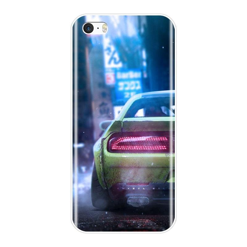 Cute Clear Flexible Silicone Auto  Boys Design Back Cover For iPhone 5 S 5C 5S SE Car Sports Car Cool Men Fashion Silicone Soft Phone Case For iPhone 4 S 4S Case