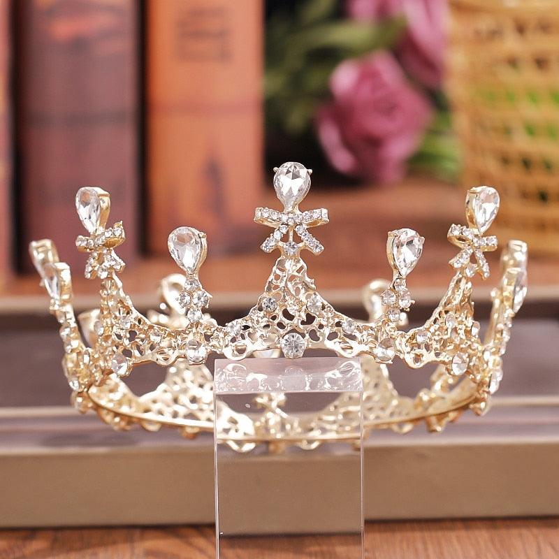 Crystal Rhinestone Round Crown Tiara Hair Jewelry Wedding Hair Accessories Bridal Hair Jewelry Queen Party Crown And Tiaras Gift Gold Crowns For Women Crowns And Tiaras Hair Accessories For Wedding Prom Bridal Party