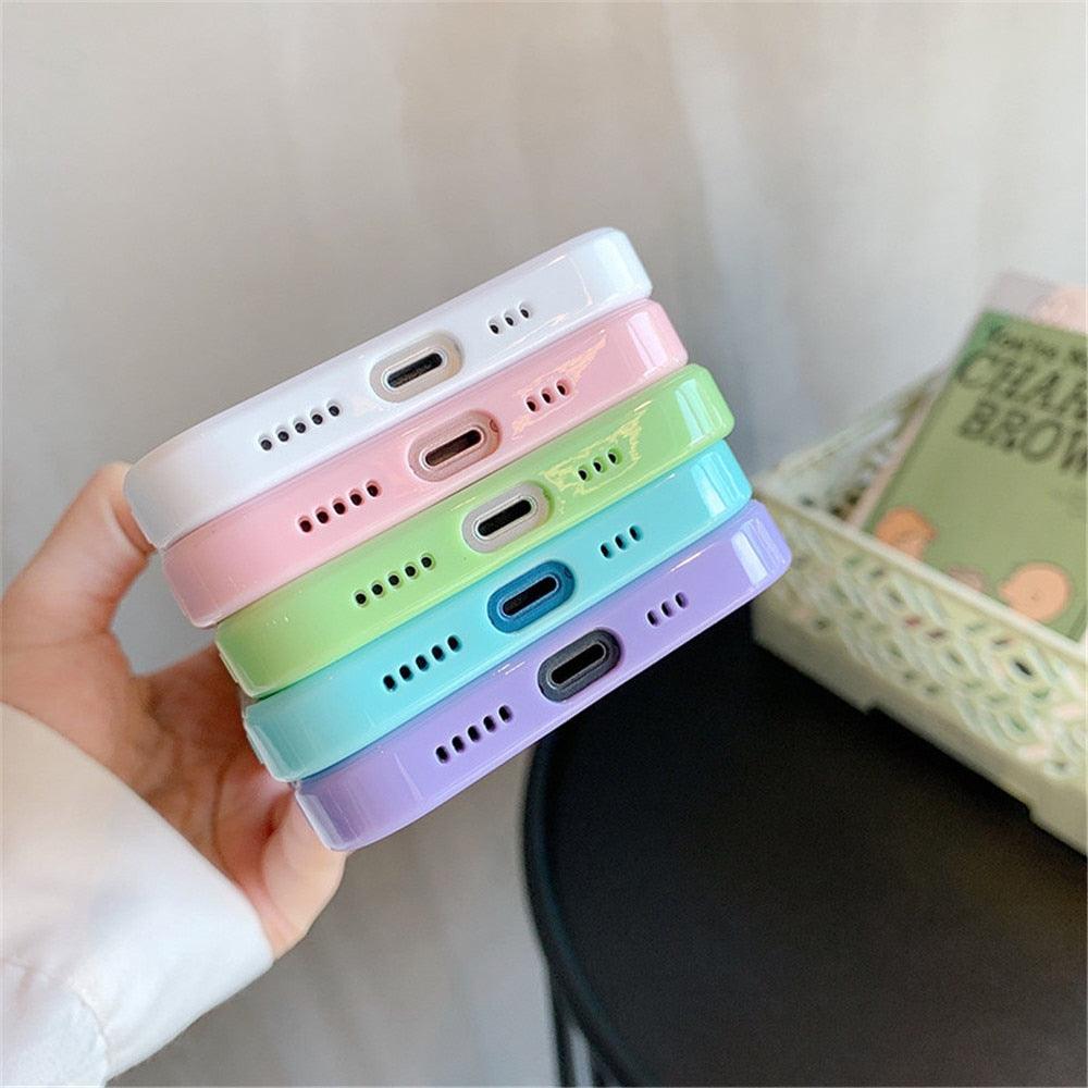 Unisex Cute Shockproof Silicone Bumper Phone Case For iPhone 14 11 12 13 Pro Max Colorful Transparent Protection Back Cover Silicone Protective Cover For iPhone