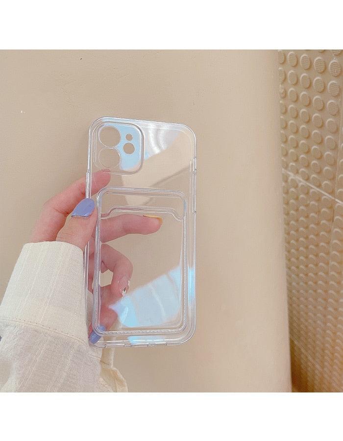 Transparent Mobile Phone Case For iPhone 11 12 13 14Mini case For iphone 11 Pro X XS Max XR 7 8 Plus SE Case Cover Soft Silicone Wallet Card Holder