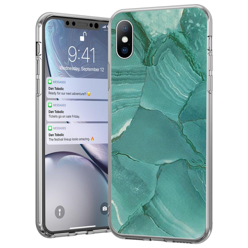 Stylish Marble Stone Texture Phone Case For Iphone 12 Pro 13 Pro Max Unique Solid Color Marble Soft Cover Silicone Mobile Phone Case