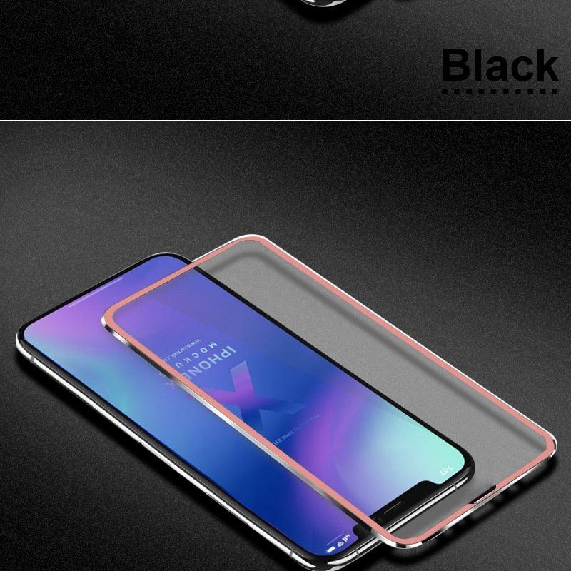 10D Curved Edge Aluminum Alloy Tempered Glass for iPhone X XS MAX 11 12 Pro Max mini 6 6S 7 8 Plus Full Cover Screen Protector  Titanium Alloy Metal Edge Full Coverage Front Tempered Glass Screen Protector for iPhone