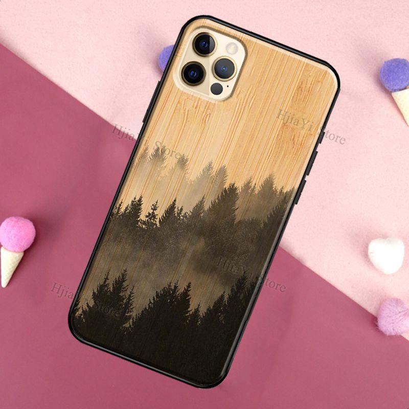 Vintage Tree Flower Bamboo Wood Case For iPhone Pro Max 12 13 min SE For iPhone 13 Shockproof Wooden Texture Protective Cover Unique & Classy Wooden Case