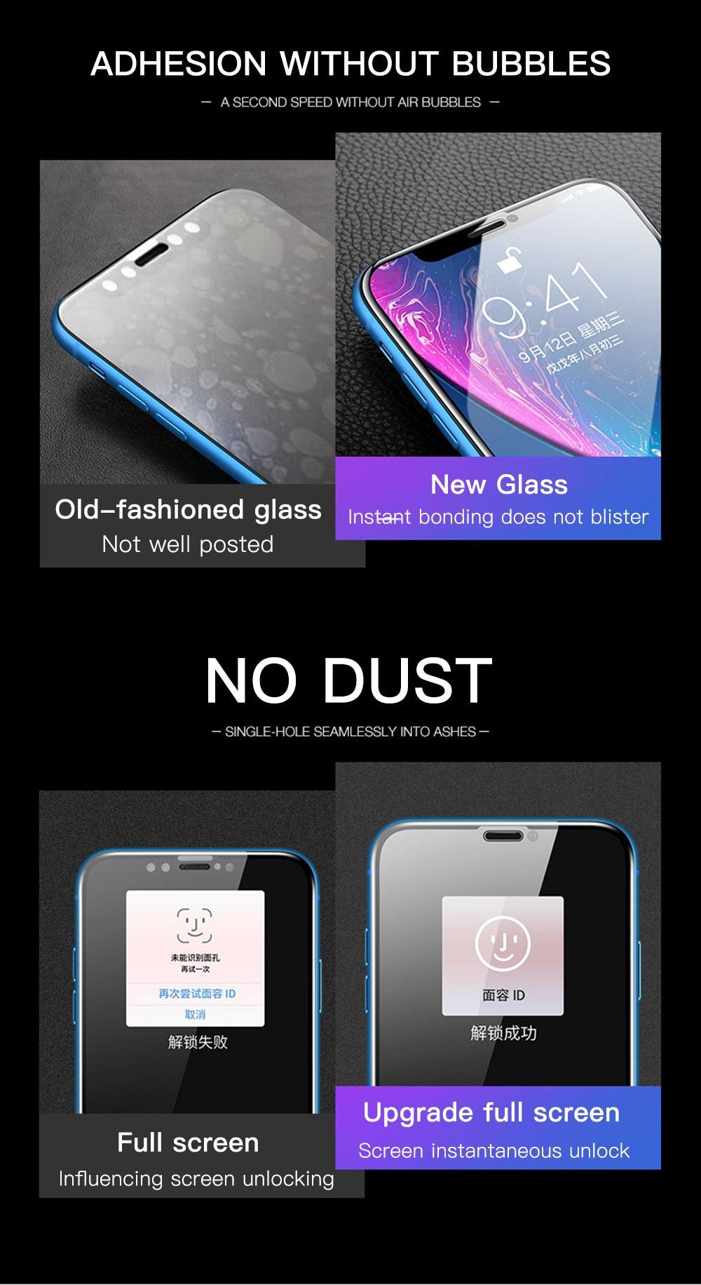 20D Full Cover Tempered Glass For iPhone 11 12 13 mini Pro X XR XS Max Screen Protector For iPhone 6 7 8 Plus SE Protective Film HD Clear Easy Installation Frame 9H Hardness Bubble Free Anti-Scratch & Anti-Fingerprint