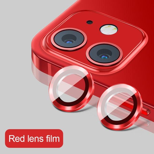 High quality For iPhone 12 Pro Max Metal Ring Tempered Glass Full Cover Camera Lens For iPhone 13 14 Pro Max Mini Protective Cap Camera Lens Protector Compatible with iPhone