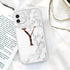 White A-Z Marble Texture Phone Cover For Iphone 12 Mini Soft Silicone Back Case Solid Name Phone Case Luxury Screen Camera Protection Shockproof Soft Cover