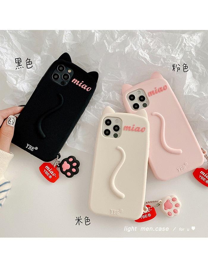 Cartoon Cute Cat Ear Phone Case For Iphone 14 12 13 11pro Max X Xr Xs 7 14plus Matte Soft Silicone Shockproof Case Funny Cat Design Cute Back Case