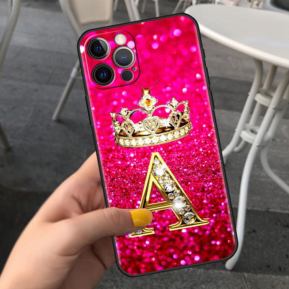 Pink Shiny Letter Phone Case For Iphone 11 7 Pro Xr X Xs Max 6 6s 8 Plus Glitter Rhinestone Phone Cover Soft Cover Shockproof Glitter Sparkle Case Girly Women Protective Pink Cover