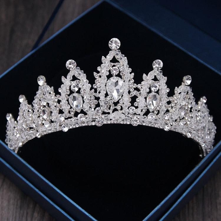 Silver Gold Color Crystal Crowns Bride Tiara Fashion Queen For Wedding Crown Headpiece Wedding Hair Jewelry Accessories  Wedding Crown Bride Tiaras Hair Jewelry Crystal Diadem Prom Party Pageant Accessories