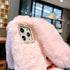 Cute Stuffed Plush Fluffy Case For iPhone 13 12 11 Pro XS Max X XR 12Mini Rabbit Ears Furry fluffy Fur Plush Warm Cover for iPhone 6 6S 7 8 Plus Phone Case