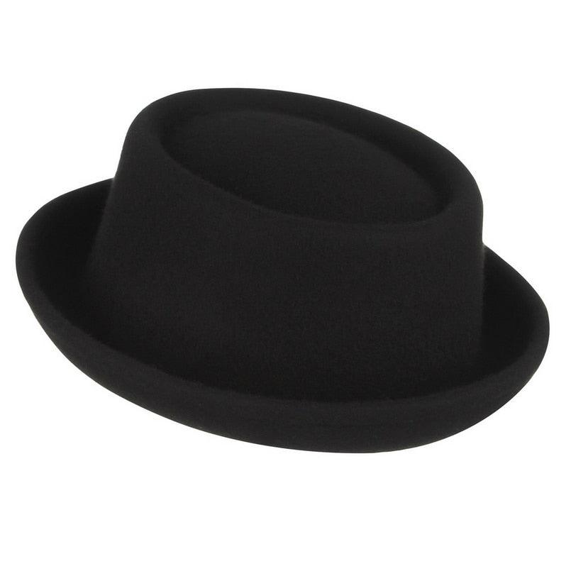 Unisex White Classic Wool Soft Hat Simple Black Fedora For Men Women Pork Pie Hat Comfortable Soft Porkpie Hats Flat Top Men's Fedora Autumn Winter Warm Hat Dress Hats