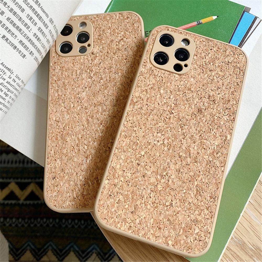 Simple Wood Compress Sawdust Phone Case For iPhone 14 13 Pro Max 12 11 X XR XS 6 7 8 Plus Solid Shockproof Breathable Cover Ultra Thin Full Body Dustproof Anti Fingerprint Scratch-Resistant Case iPhone