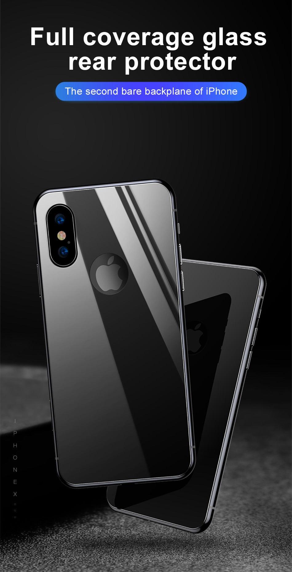 9D Protective Back Tempered Glass For iPhone 13 12 11 Pro MAX 7 8 Plus Full Cover Screen Protector Film For iPhone XS MAX XR Ultra Thin All -Coverage Full Glass Back Tempered Glass Screen Protector Film for iPhone