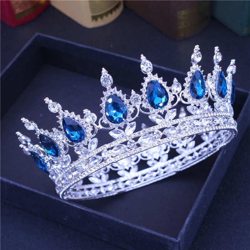 Crystal Queen King Crowns Bridal For Bride Women Headpiece Hair Ornaments Wedding Head Jewelry Accessories Bride Full Crown Pageant Headhand Jewelry Princess Tiara Retro Round Crown Bride Hair Accessories For Women