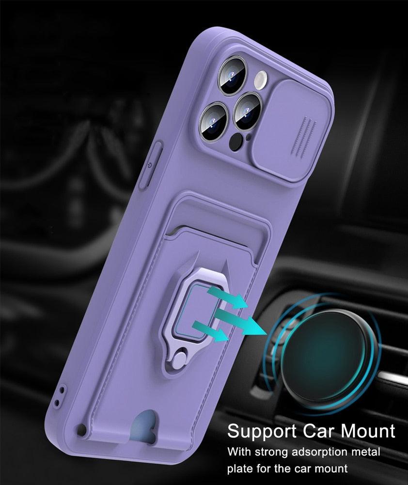 Lightweight Heavy Duty Protective Case With Rotatable Kickstand Ring For iPhone 13 14 Case Magnetic Ring Holder Cover for iPhone 12 11 14 Pro Wallet Card Armor iphone Case