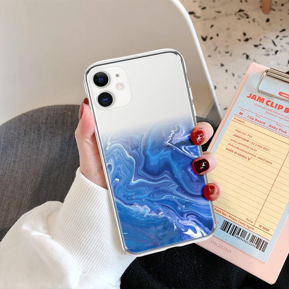 Luxury Marble Transparent Phone Case For iPhone 11 12 Pro XS Max X XR 7 8 Plus Soft Silicone Shockproof Cover  Green Marble Design Gold Sparkly Glitter Protective Stylish Slim Thin Cute Case for Phone