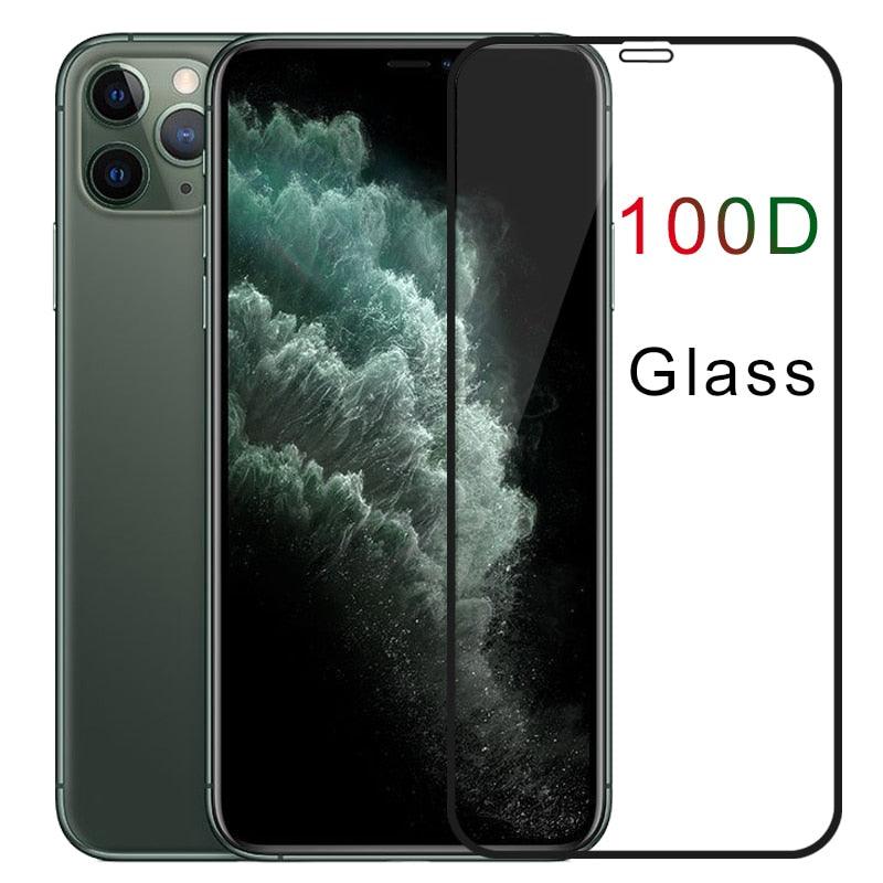 100D Curved Edge For iPhone 7 8 6 6S Plus 11 12 Pro Max Mini Screen Protector iPhone X XR XS Max Glass Full Cover Glass HD 9H Tempered Glass Screen Protector for iPhone