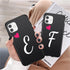 Women Elegant Black Initial Letter A-Z Love Heart Couples Phone Case For iPhone 13 12 Pro Max Mini Luxury Soft Silicone Cover Name Letter Case