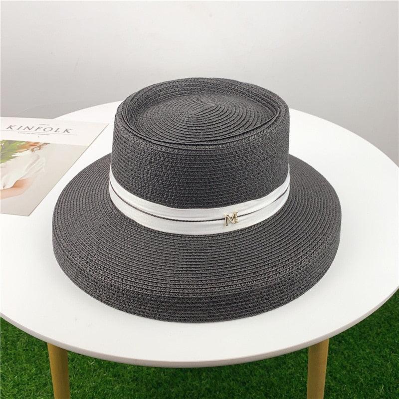 Summer Hat New Female Sun Hat Folding Beach Hat New Women's Ladies Wide Large Brim Floppy Folding Summer Beach Sun Hat Straw Cap Big Brim Elegant White Travel Sun Hat 55-58CM