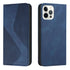 Luxury Blue Flip Wallet Case For iPhone 14 13 12 Mini Plus 11 Pro Magnetic Cards Phone Cover Magnetic PU Leather Phone Case Classic S-shaped Simple Flip Wallet Cover