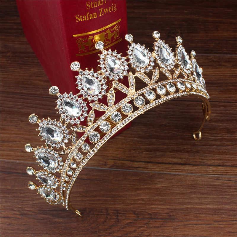 Crystal Queen King Crowns Bridal For Bride Women Headpiece Hair Ornaments Wedding Head Jewelry Accessories Bride Full Crown Pageant Headhand Jewelry Princess Tiara Retro Round Crown Bride Hair Accessories For Women