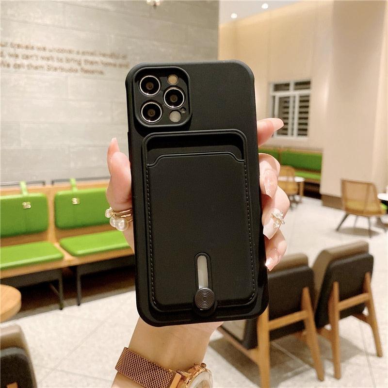 Unique Silicone Solid Color Phone Case For iPhone 11 12 13 Mini case For iPhone 11 Pro Case Cover Silicone Wallet Card Holder Compatible With Smartphones Minimalist Style Lightweight iphone Case