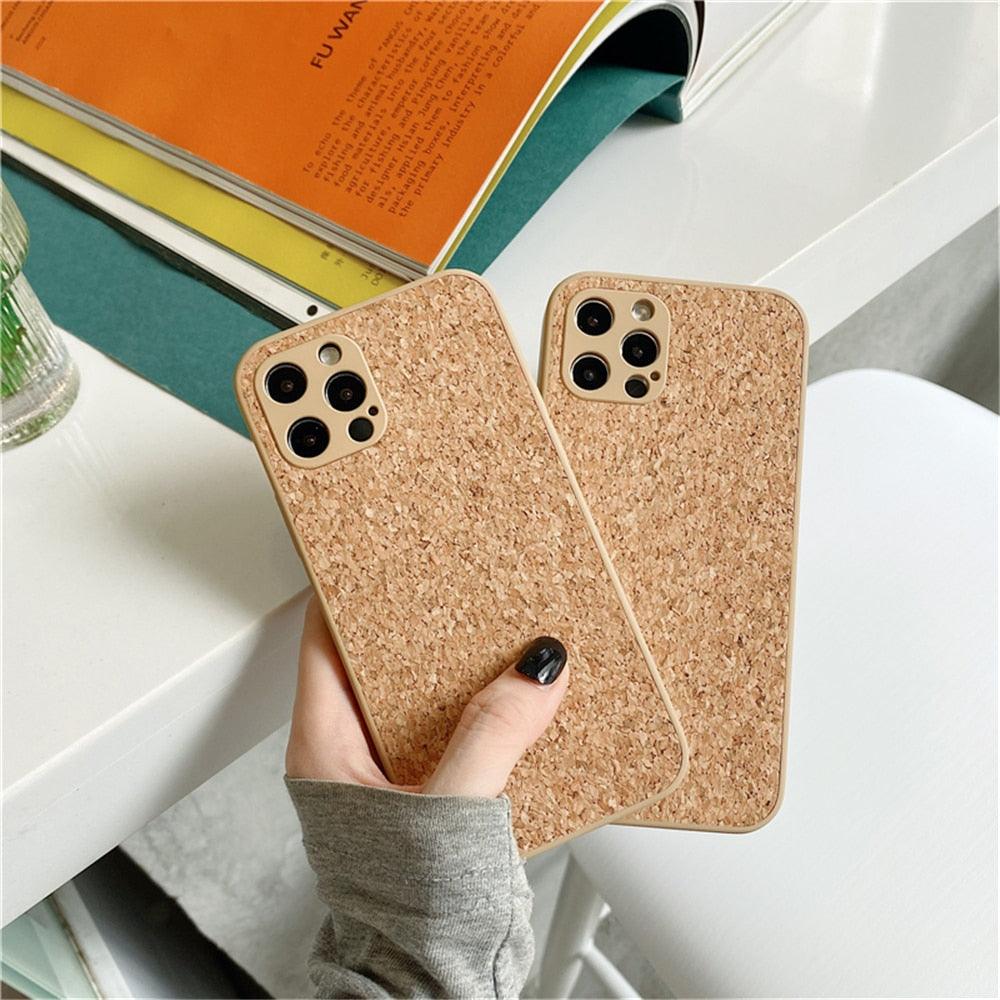 Simple Wood Compress Sawdust Phone Case For iPhone 14 13 Pro Max 12 11 X XR XS 6 7 8 Plus Solid Shockproof Breathable Cover Ultra Thin Full Body Dustproof Anti Fingerprint Scratch-Resistant Case iPhone