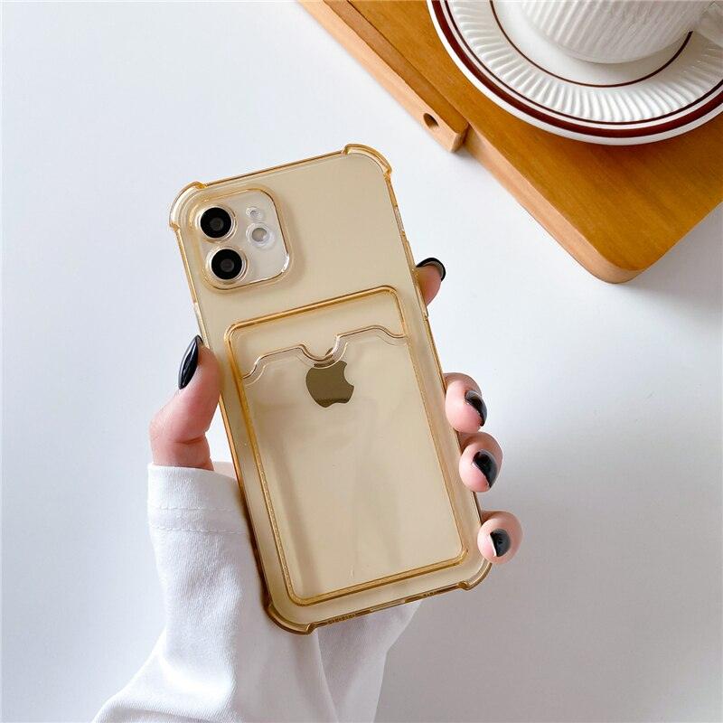 Transparent Wallet Case For iPhone 14 13 12 Pro Max Mini  Shockproof Cover with Card Slots Pockets Slim Fit Thin Protective Soft Shock-Absorbing Lightweight Wallet Case