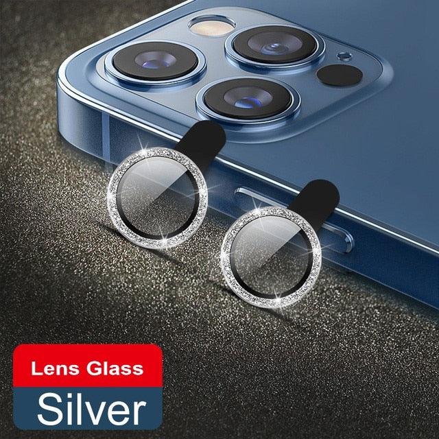 Glitter Diamond Camera Lens Protector For Iphone 13 Pro Max Mini Camera Metal Ring Glass For Iphone 12 11 Pro Max Protective Cap Diamond Glitter Camera Lens Protector On For Iphone