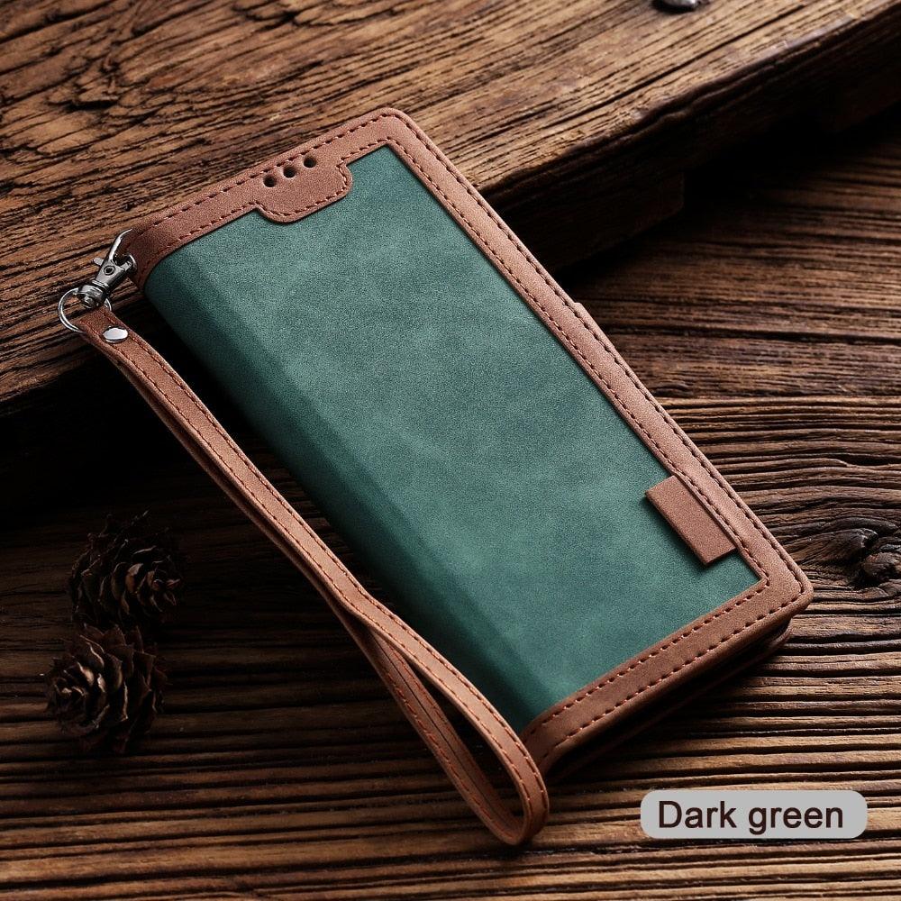 Luxury Magnetic Leather Flip Case For iPhone 14 13 12 Mini 11 Pro SE Card Holder Wallet Stand Cover Leather Wallet Flip Case Cover With Card And Cash Slot 360 Full Body Protection