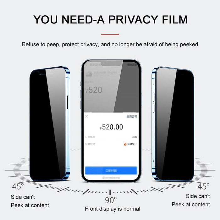 8K Privacy Protective Glass For iPhone 11 12 13 14 Pro Max XR Anti Spy Tempered Glass For iPhone 14 13 12 Screen Protector Film Edge to Edge Case Friendly Screen Protection Film