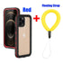 Waterproof For iPhone 14 13 12 11 Pro Max Case Red Clear Cover Diving Underwater Swim Outdoor Sports Built-in Screen Protector Full Body Heavy Duty Protective Cover for iPhone