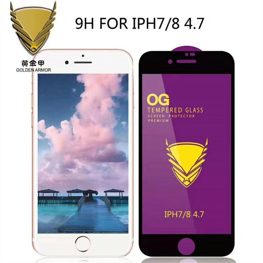 3PCS Tempered Glass OG Screen Protector for iPhone 14 13 12 11 Pro XS Max X XR Full Glue Cover Big Curved 7 8 Full Coverage Screen Protector iPhone Glass Screen Protector