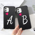 Women Elegant Black Initial Letter A-Z Love Heart Couples Phone Case For iPhone 13 12 Pro Max Mini Luxury Soft Silicone Cover Name Letter Case